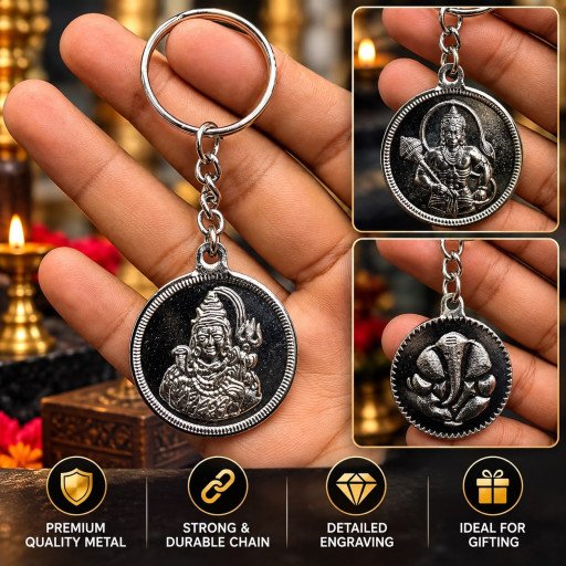Metal God Design Keychain