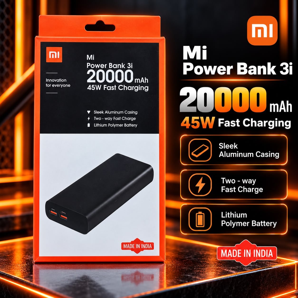 Mi Power Bank 3i 20000mAh – 45W Fast Charging 6M Warranty