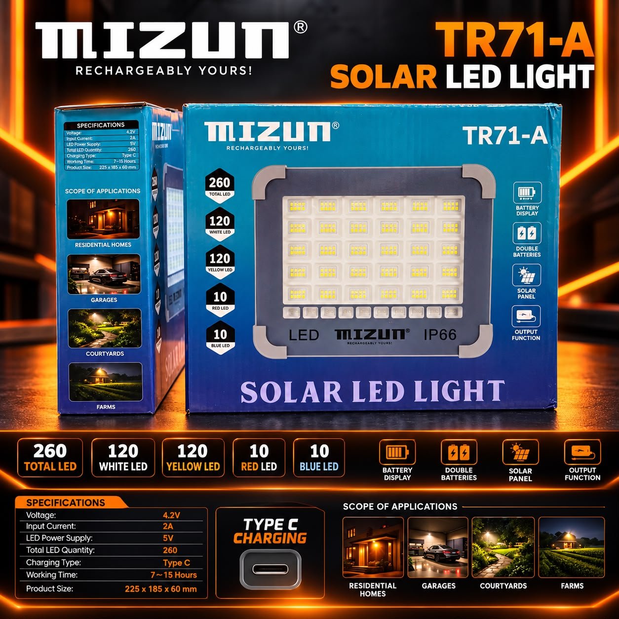 Mizun Solar LED Light TR71 A