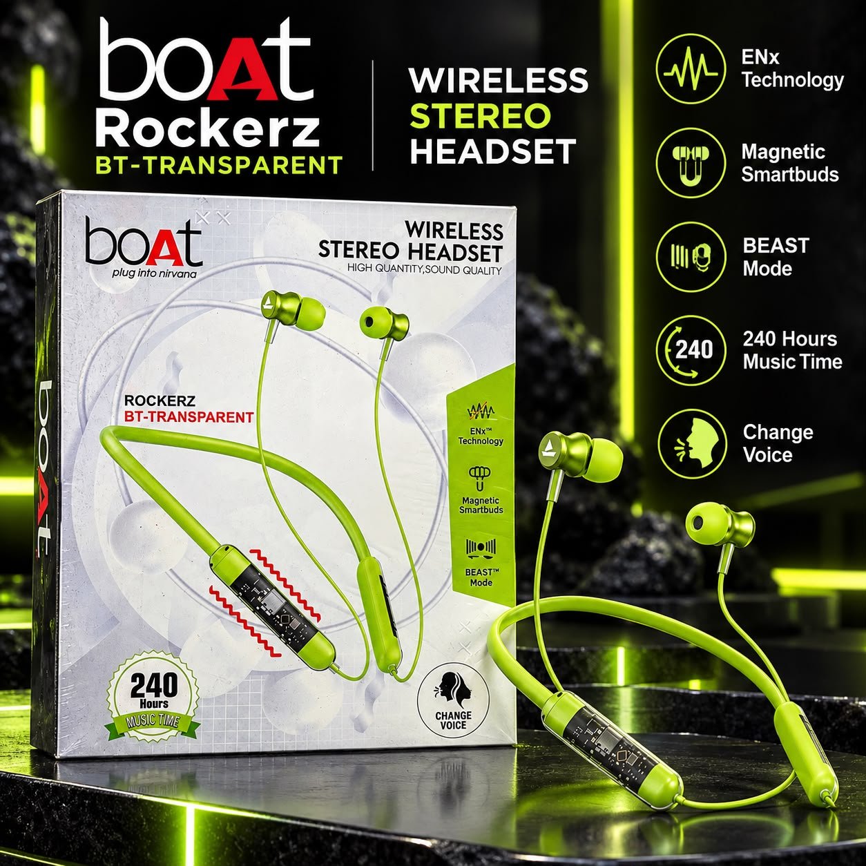 Boat Transparent Vibration 240H Neckband
