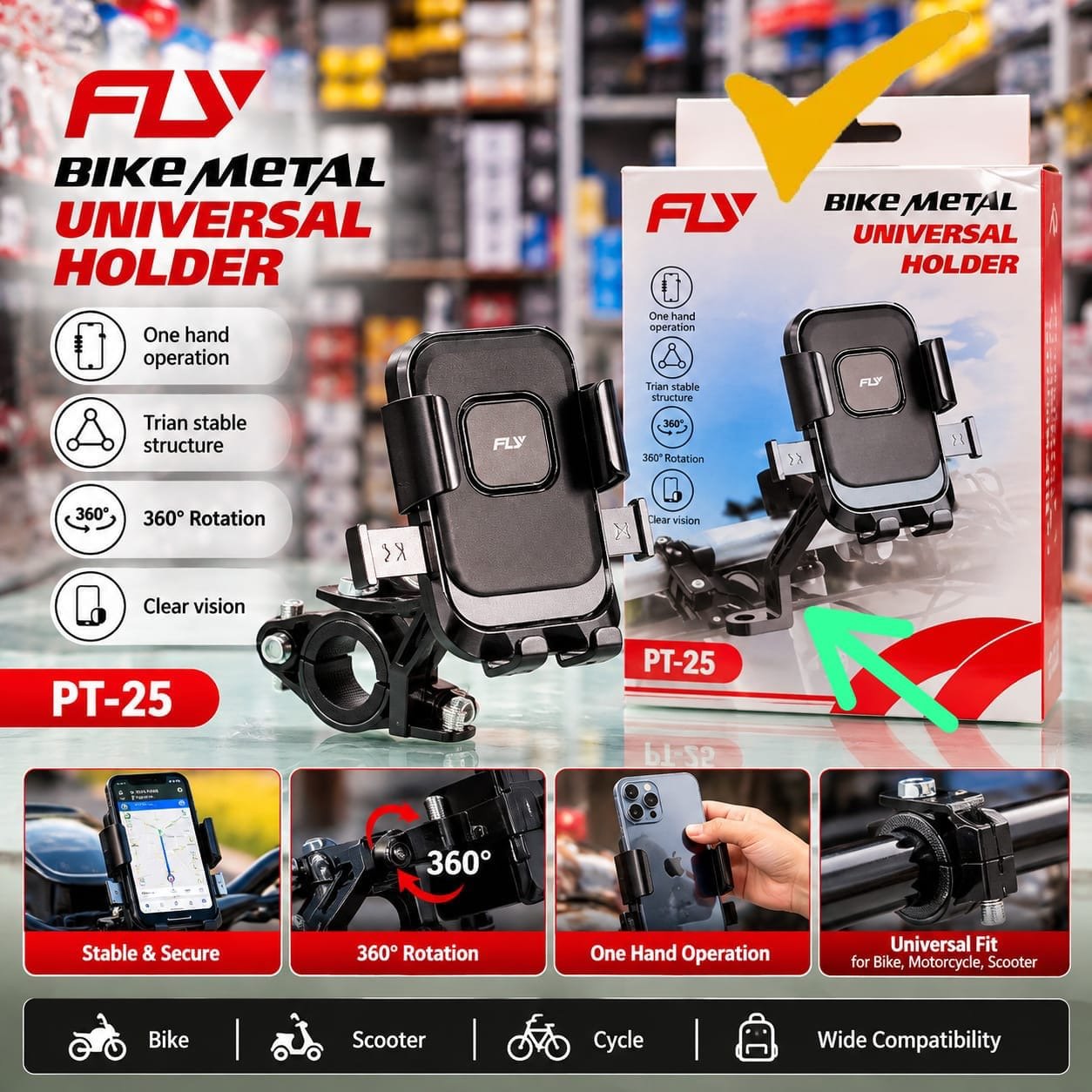 Fly Pt25 Motercycle Mobile Stand