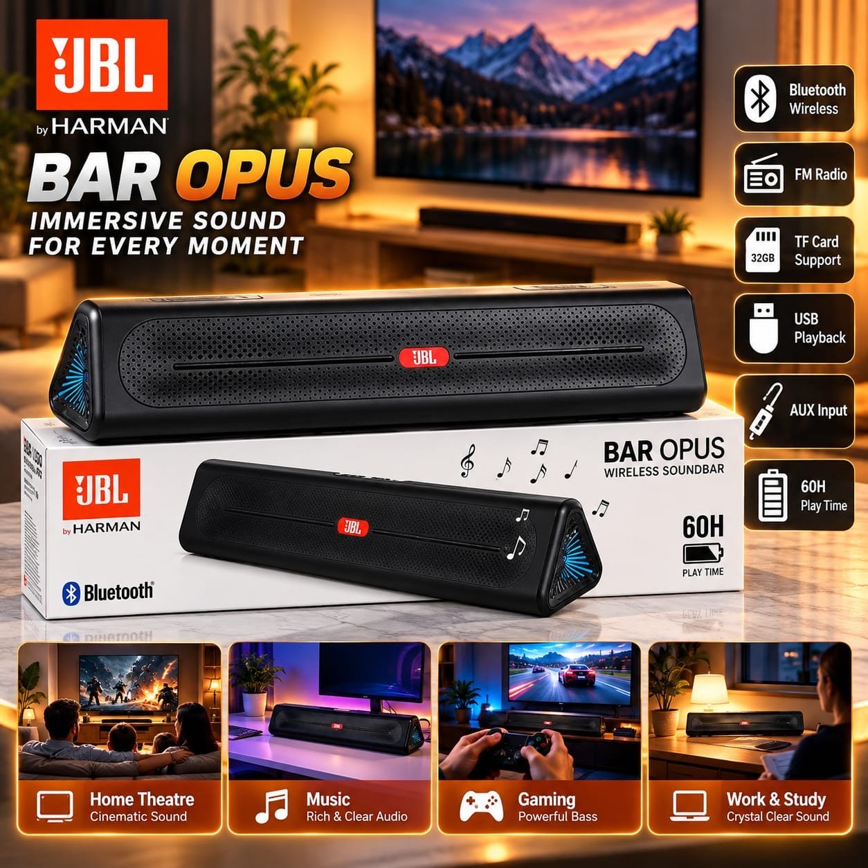 JBL Bar Opus 60H Bluetooth Soundbar