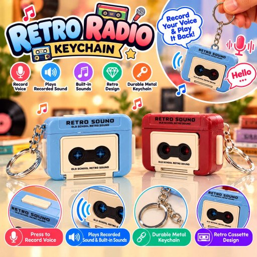 Retro Radio Voice Recording Keychain K13
