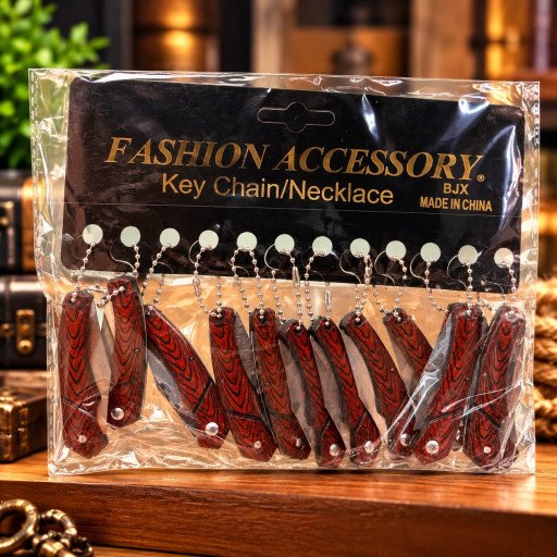 Wooden Finish Folding Knife Keychain K19