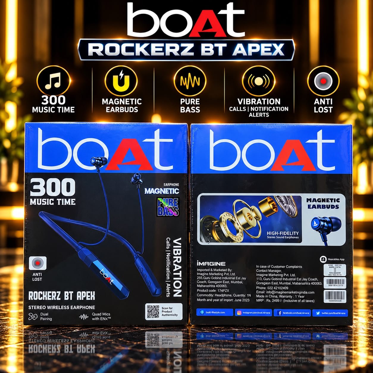 boAt Rockerz BT Apex – Magnetic Wireless Neckband