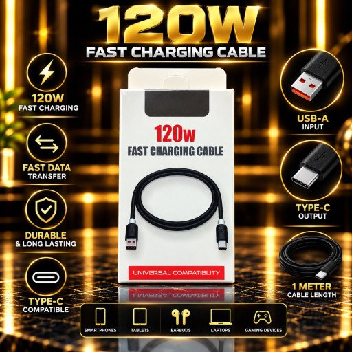 120W USB-A to Type-C Fast Charging Cable