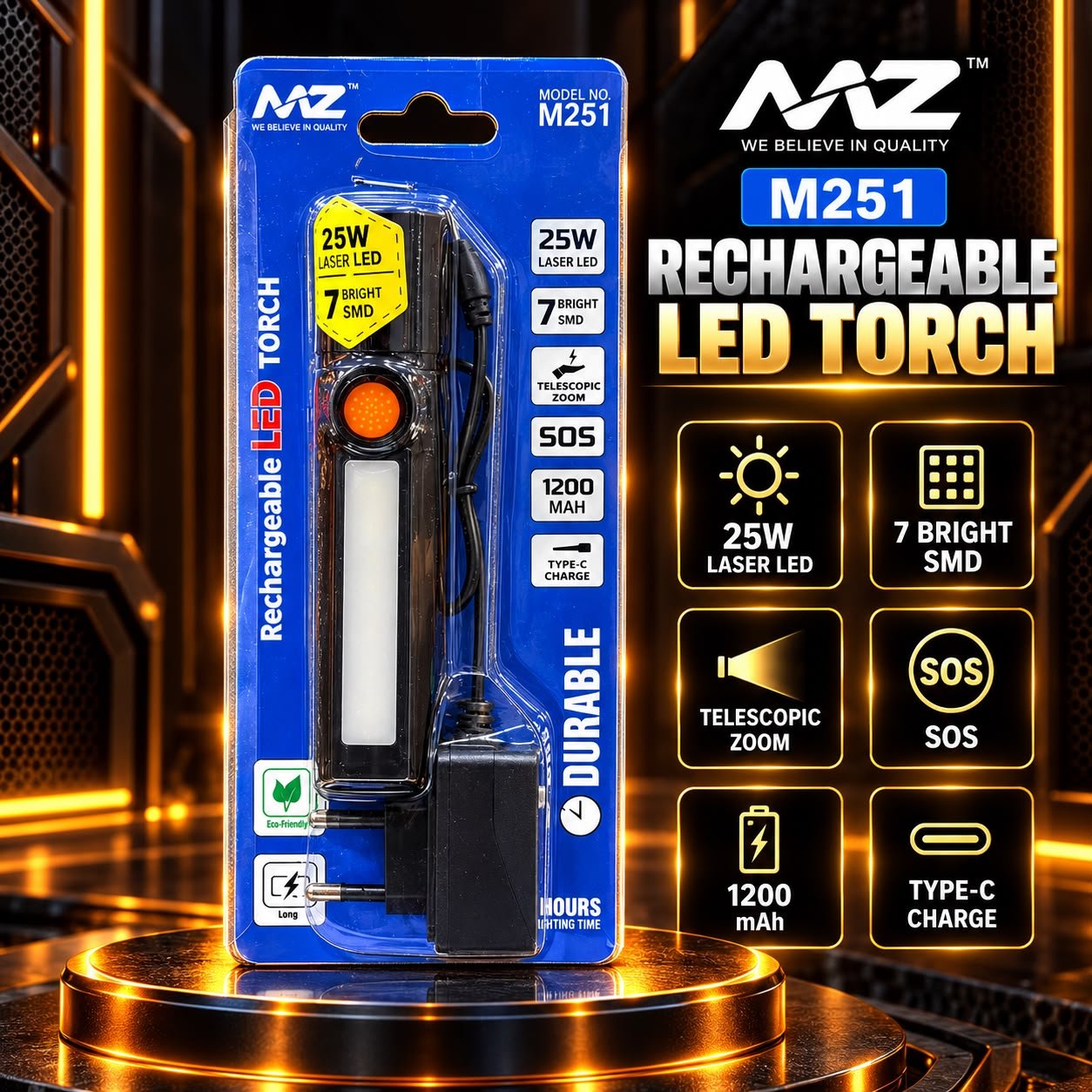 MZ M251 25W Rechargeable LED Torc