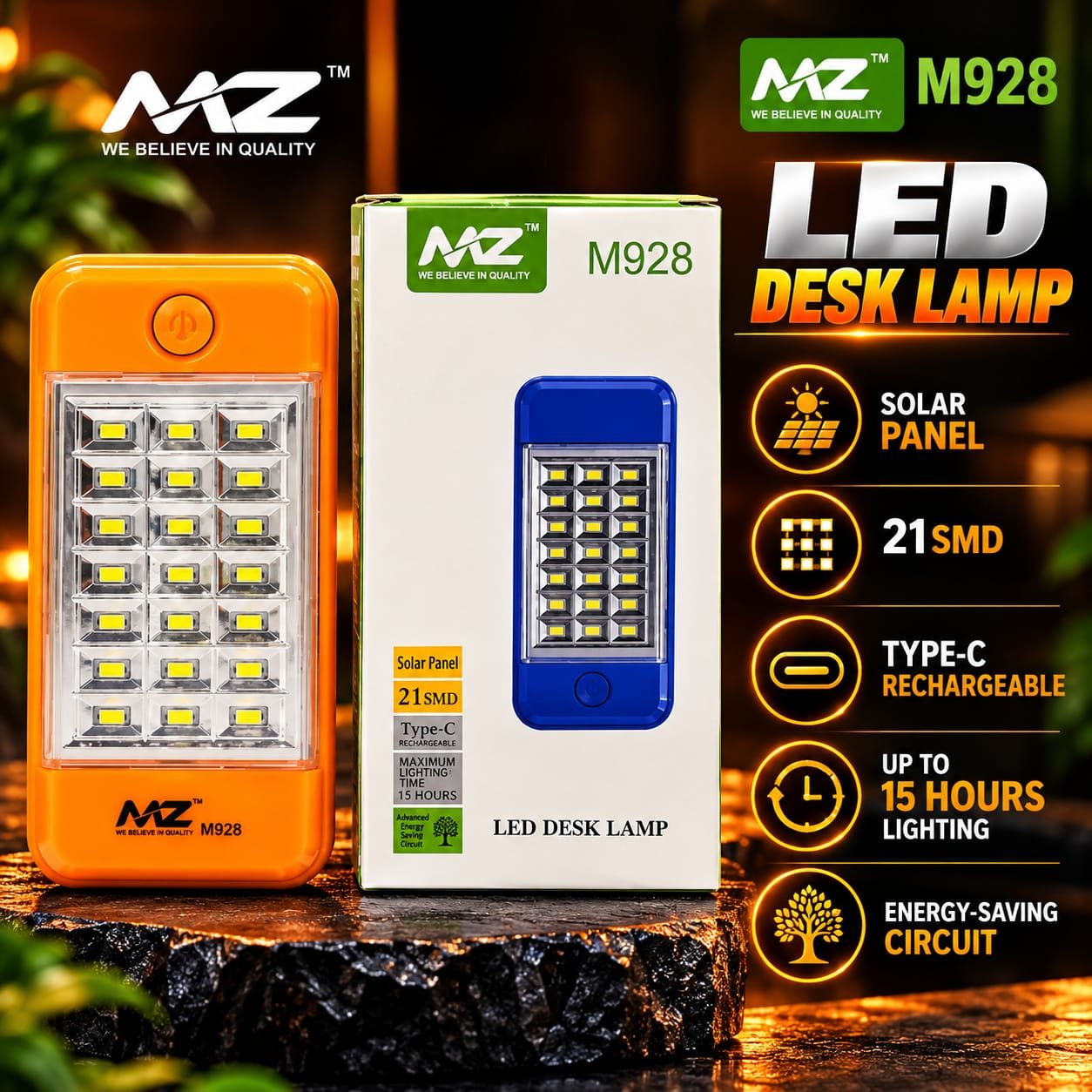 Mz M928 Led Light With Solar ,With Powar bank