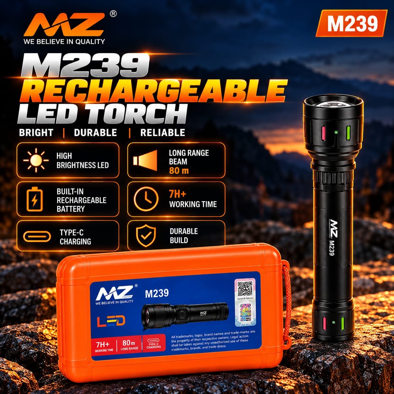 MZ M239 Rechargeable LED Torch
