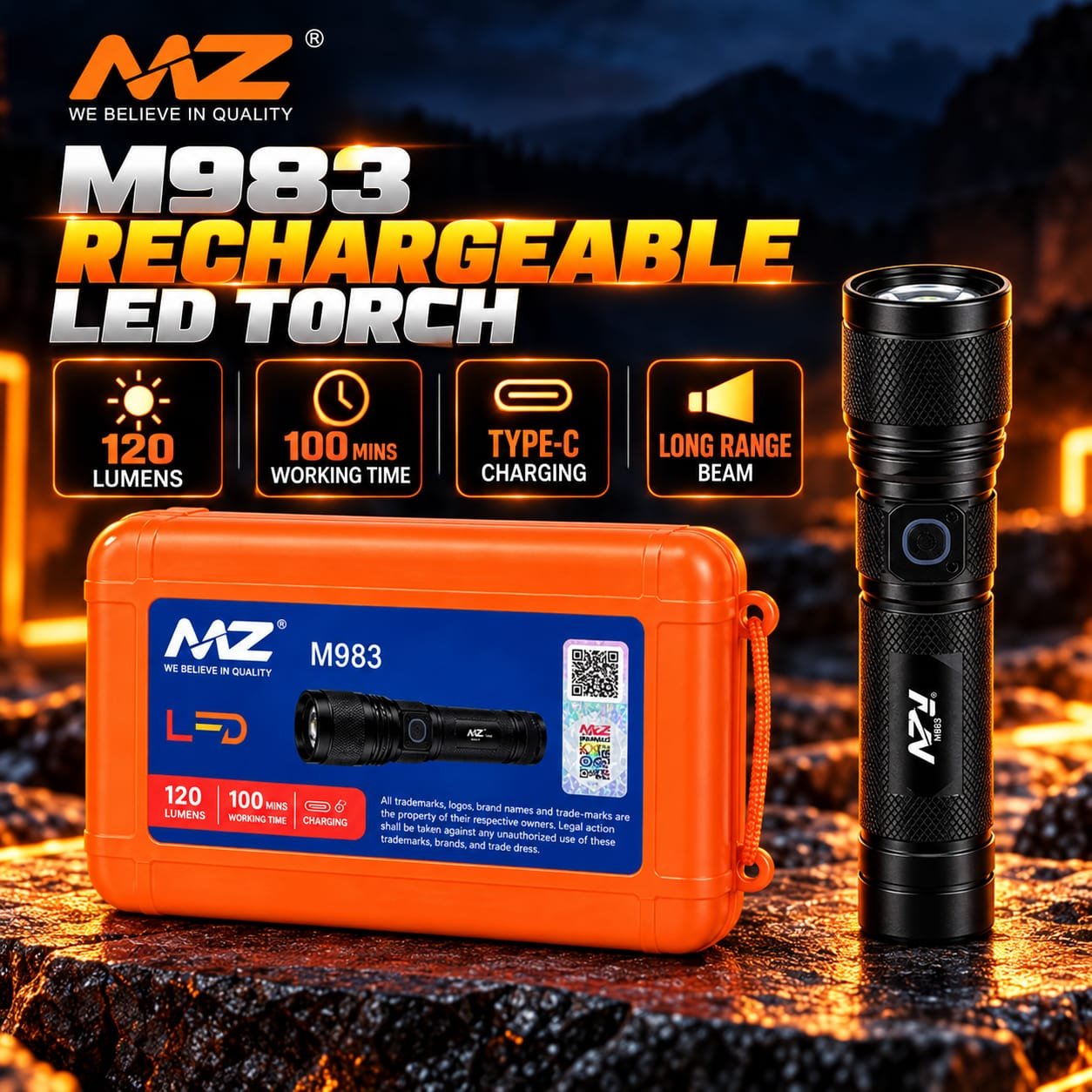 MZ M983 Rechargeable LED Torch