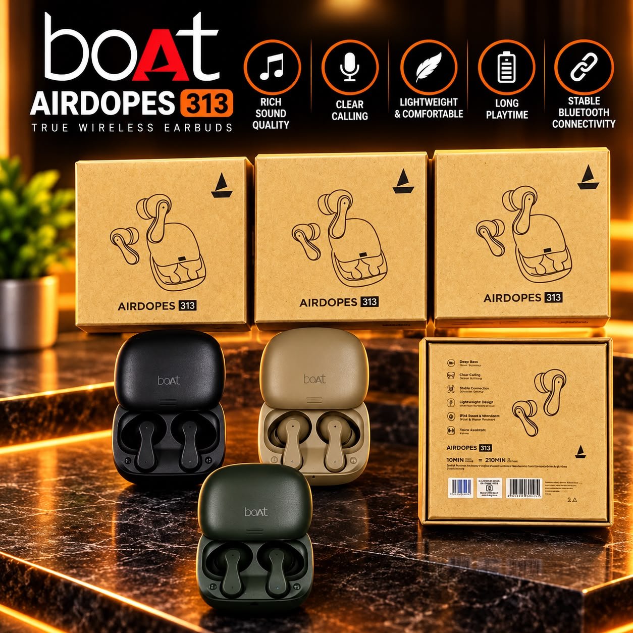 boAt Airdopes 313 True Wireless Bluetooth Earbuds
